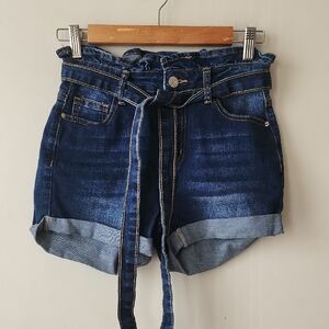 SHEIN Dark Blue High Waist Denim Shorts